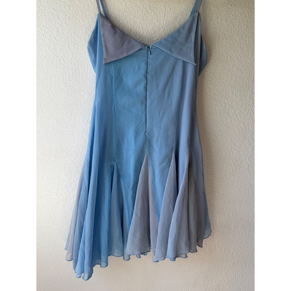 OW Collection Blue Colorblock Chiffon Mini Dress NWT Fairycore Coquette Flawed - Picture 3 of 10